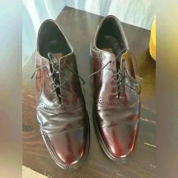 STUART MCGUIRE MEN'S 11.5 M LEATHER UPPER QUALITY BURGUNDY DRESS SHOES. Heavy - Picture 2 of 6